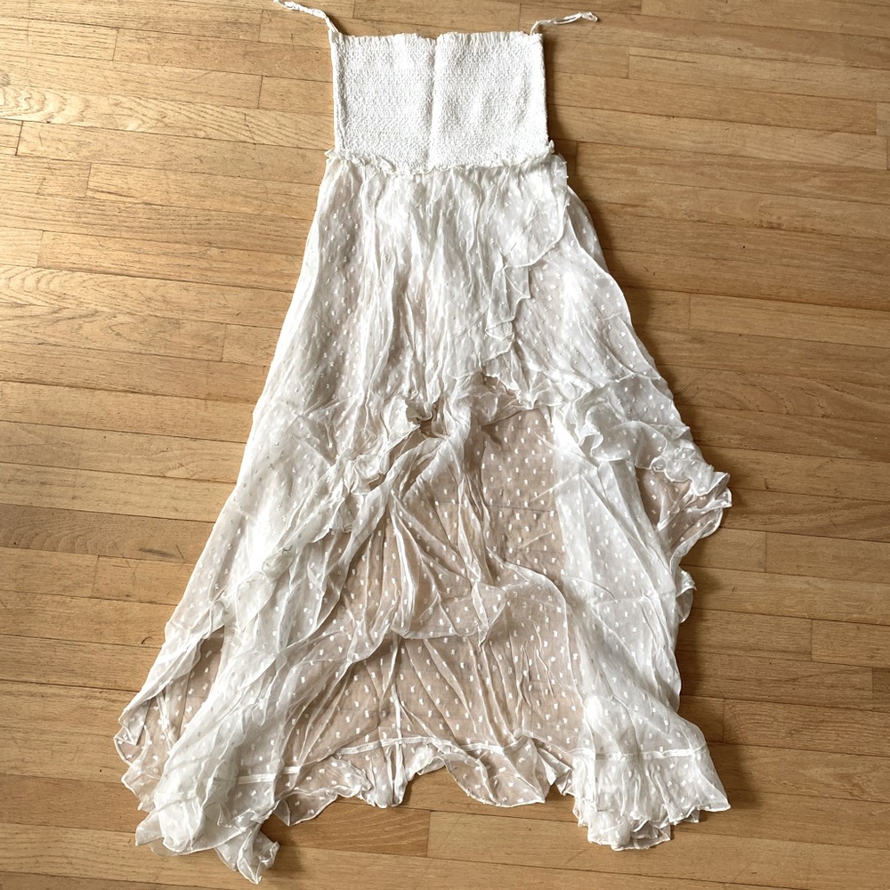 Rococo Sand Strapless White CoverUp Small Size